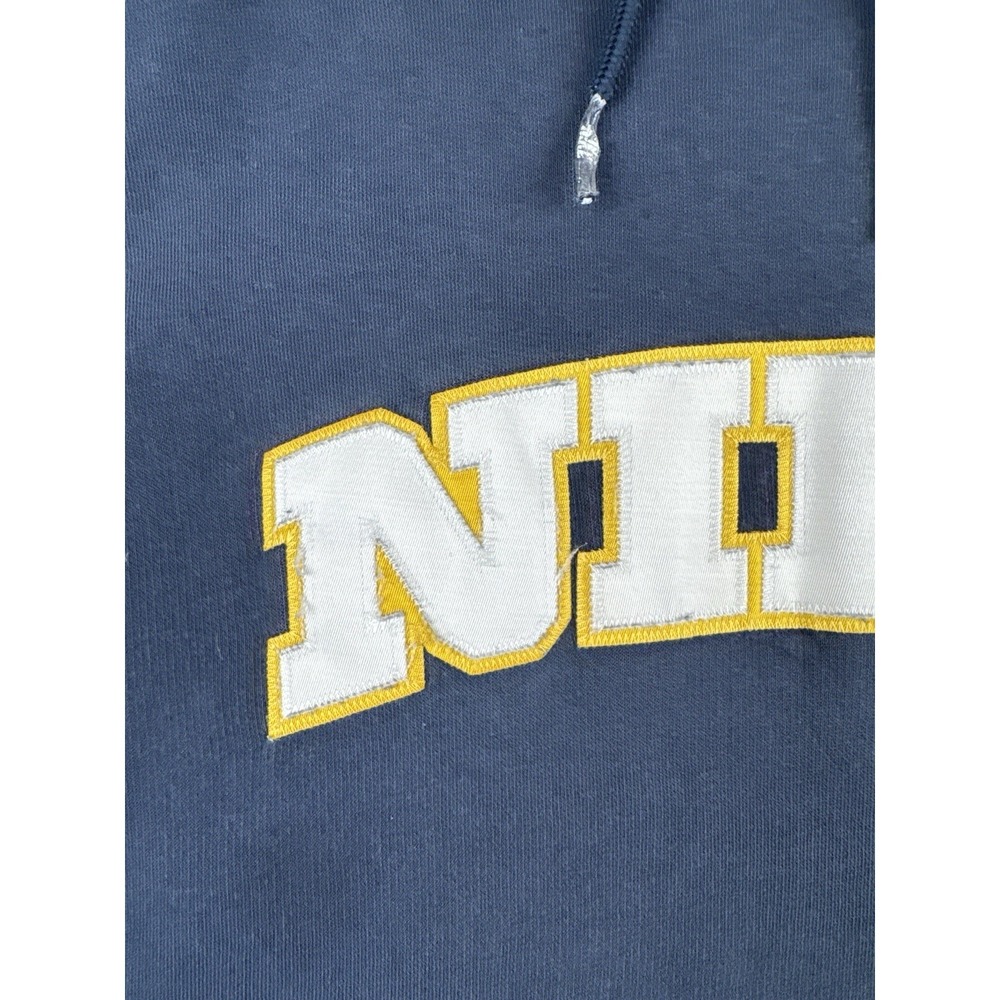 Vintage Y2K Nike Hoodie Center Spell Out Navy Pullover Silver Tag XL - Picture 3 of 15